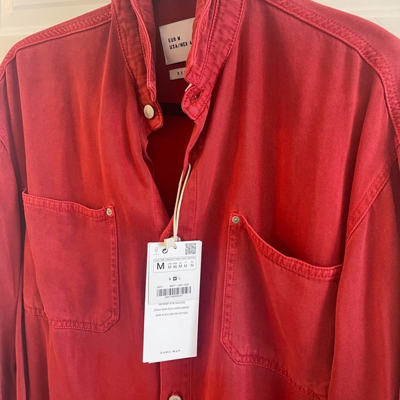 NWT Zara Man Red Button Up (M) - Picture 4 of 7